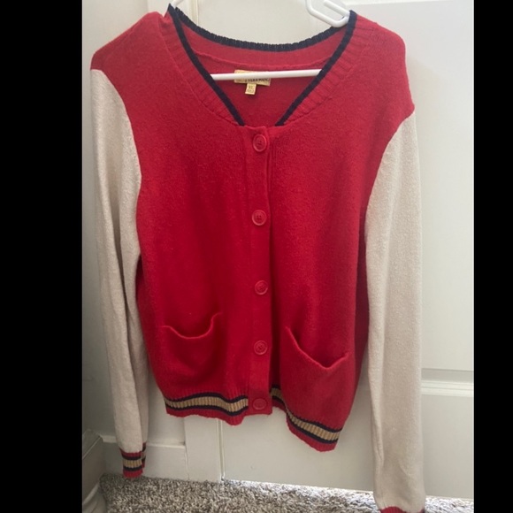 Princess Vera Wang red/navy/gold colorblock varsity button front cardi jr XL - Picture 2 of 4